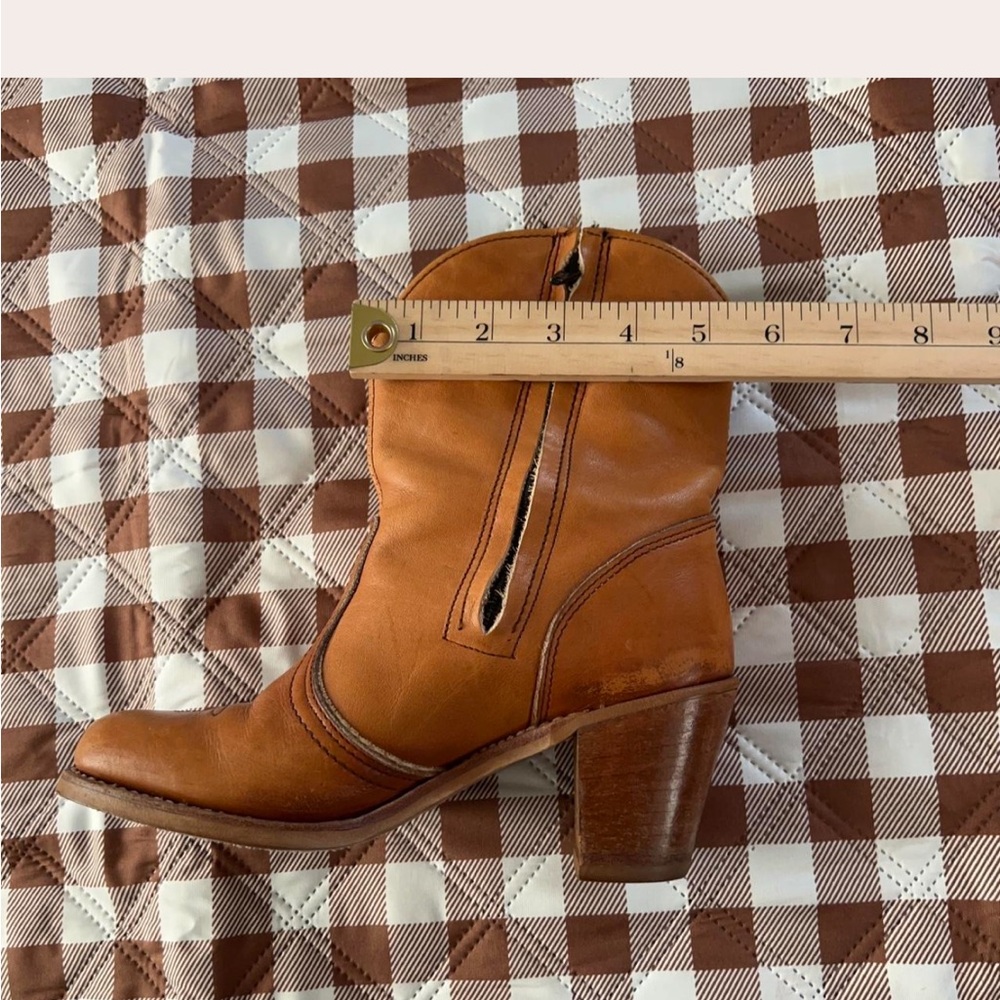 Dexter Tan Leather Heeled Boots - Picture 3 of 6